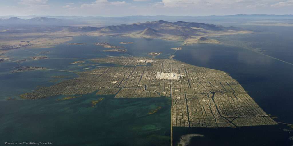 Aerial 3D reconstruction of Tenochtitlan and Lake Texcoco by Thomas Kole