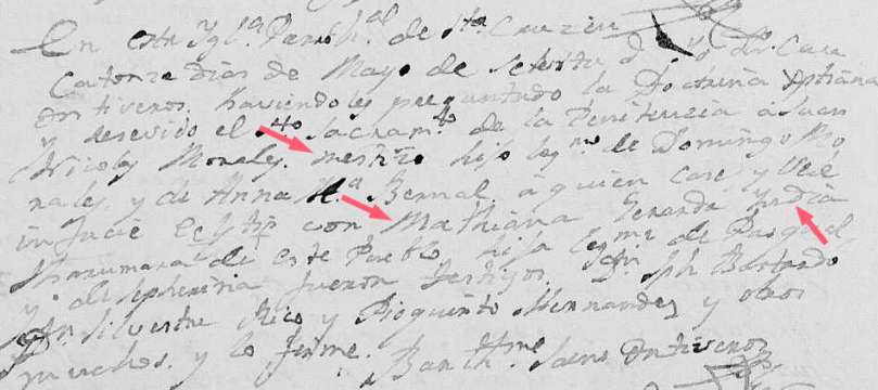 Marriage record, Valle del Rosario, 1770, noting Yndia Tarahumara