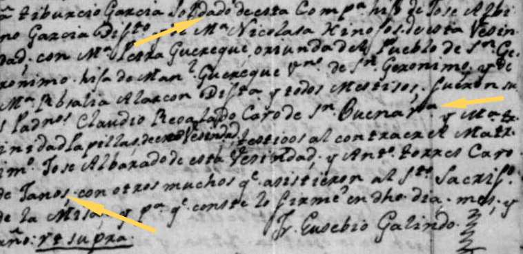 Marriage record of Tiburcio Garcia, soldado of Presidio del Norte, 1820
