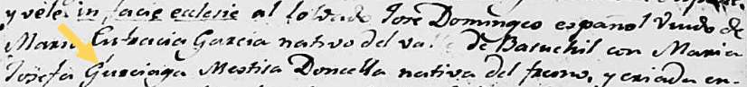 Marriage record showing the surname Burciaga indexed as Gurciaga