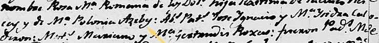 Record showing the surname Azeby, likely a variant of Acebes or Aceves