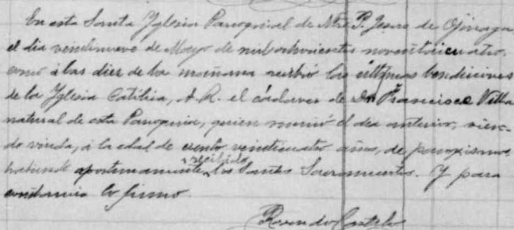 Death Record, May 29 1894, Jesus Nazareno, Ojinaga